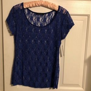 Juniors size large blue lace top